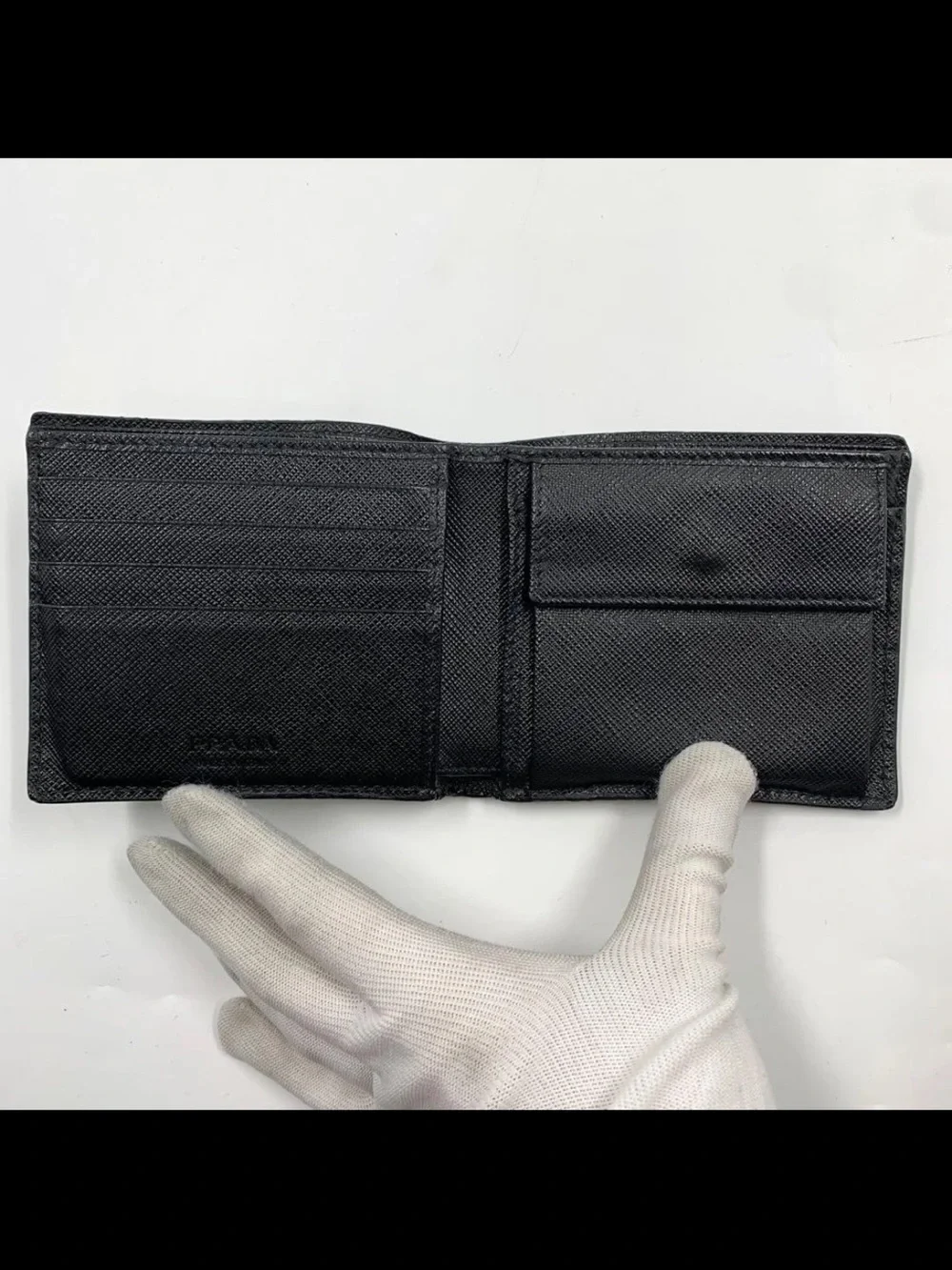 PRADA Black Saffiano Leather Bi-Fold Wallet - Men's Accessory